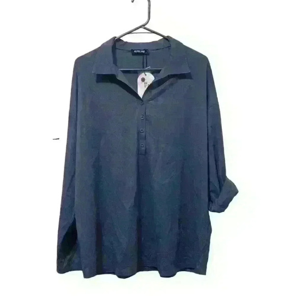ALTELIME Women's Collared 3/4 Roll up Sleeve Pullover Top NWT Size XXL - Picture 1 of 10
